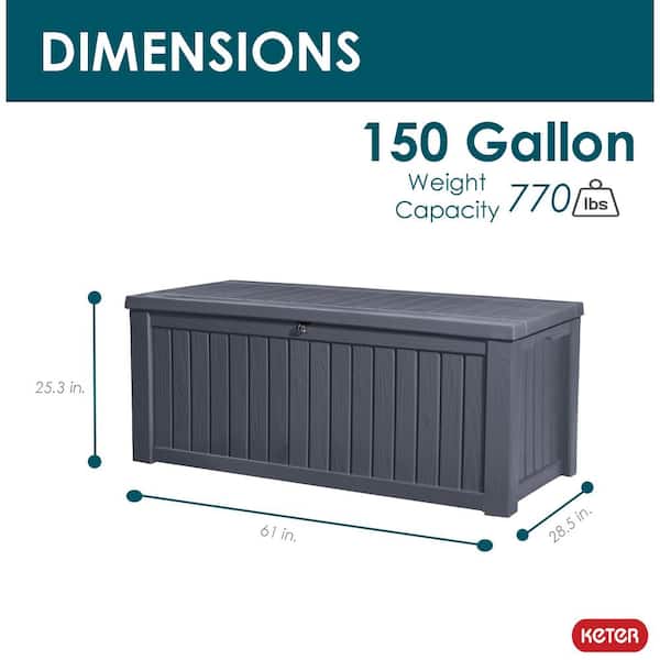 Keter 150 Gal. Large Deck Box Resin Grey for Patio Garden