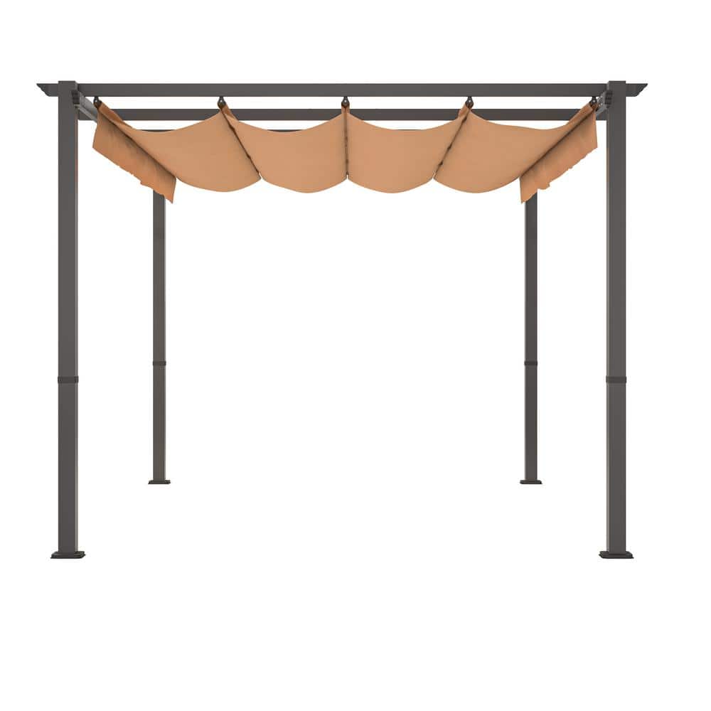 13 ft. x 10 ft. Aluminum Patio Pergola with Retractable Pergola Canopy, Bac