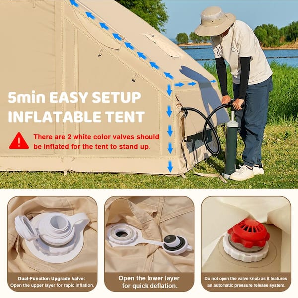 BOZTIY Inflatable Tent with Pump, Glamping Tents for 4