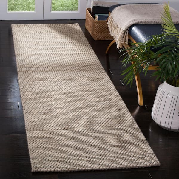 Natura Beige 2 ft. x 10 ft. Striped Solid Color Gradient Runner Rug