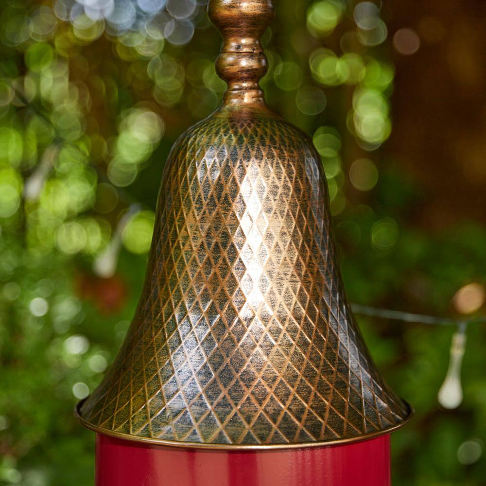 24" Red and Bronze Metal Pagoda Roof Outdoor Birdhouse