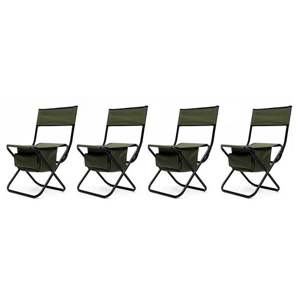 Unbranded 5 Pieces Black Frame Aluminum Outdoor Folding Dining Set Green Cloth for Outdoor Camping Picnics Beach Backyard