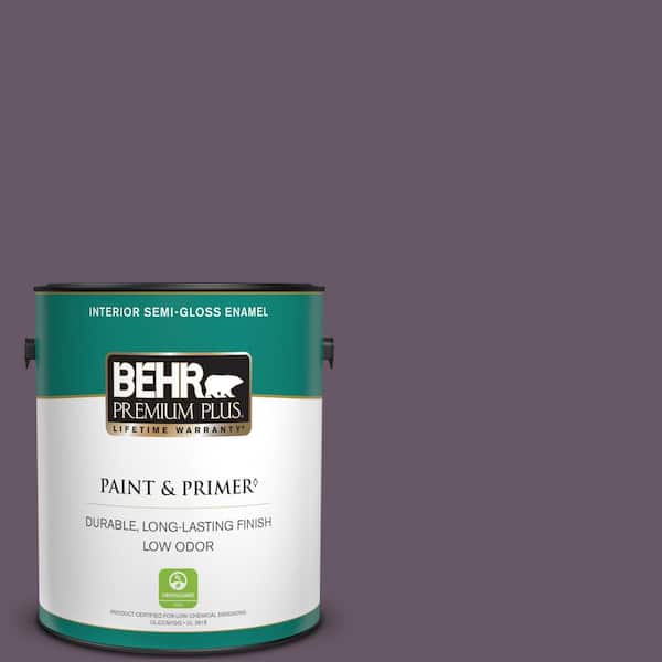 BEHR PREMIUM PLUS 1 gal. #PPU17-05 Preservation Plum Semi-Gloss Enamel Low Odor Interior Paint & Primer