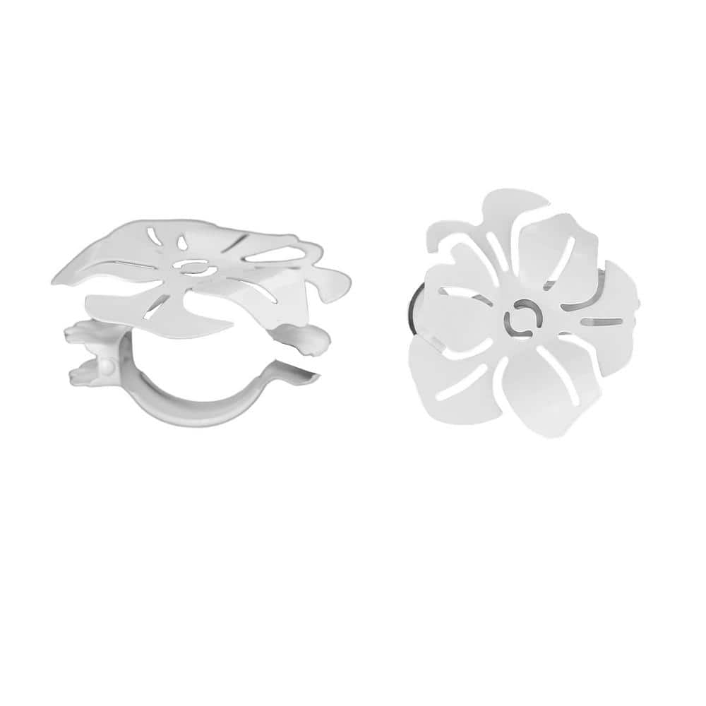 White Metal Poppy Flower Curtain Tiebacks Set of 2