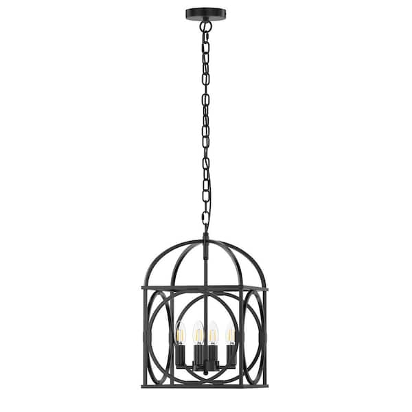 aiwen 12. in. 4-Light Black Industrial Chandelier Cage