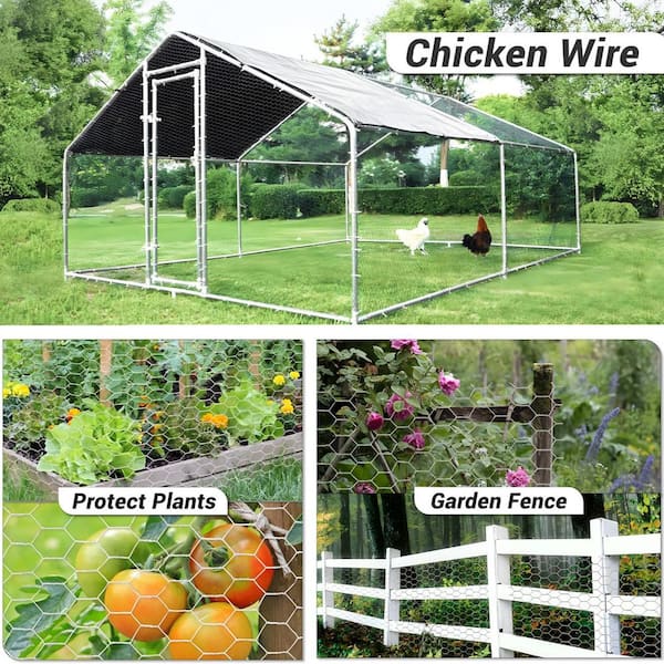 59 in. x 99 ft. 20-Gauge Reinforced Hot-Dip Galvanized Wire Mesh, Precision Welding Rust-Resistant Hexagonal Mesh