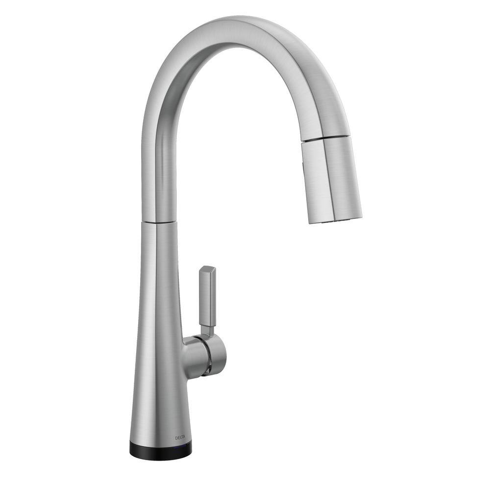 Delta Monrovia Single Handle Pull Down Sprayer Kitchen Faucet With   Lumicoat Arctic Stainless Delta Pull Down Kitchen Faucets 9191t Ar Pr Dst 64 1000 