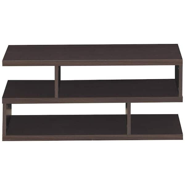 ANGELES HOME 3-Tiers Modern Brown S-Shape Small Coffee Table