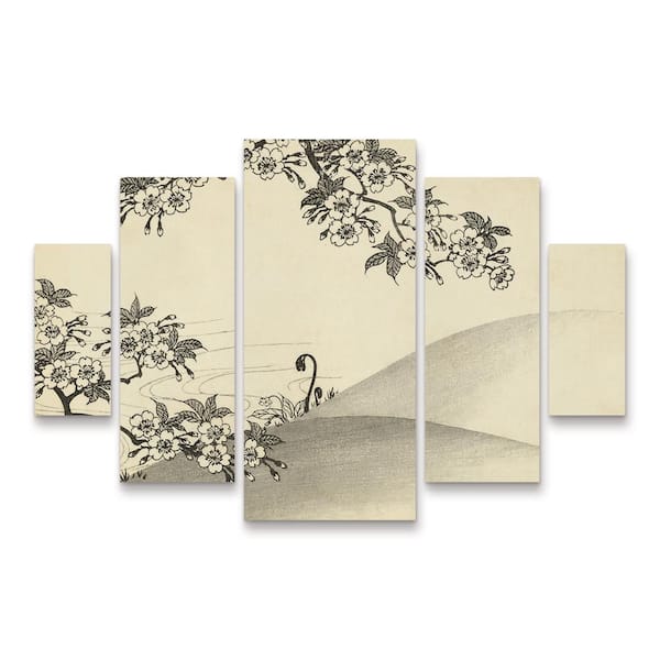 Trademark Fine Art Unknown Japanese Cherry Blossom Tree B 5-Piece Panel Set Unframed Photography Wall Art 40 in. x 58 in