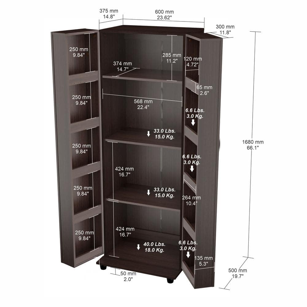 Espresso Laminate 2-Door 4-Shelf Kitchen Pantry Cabinet