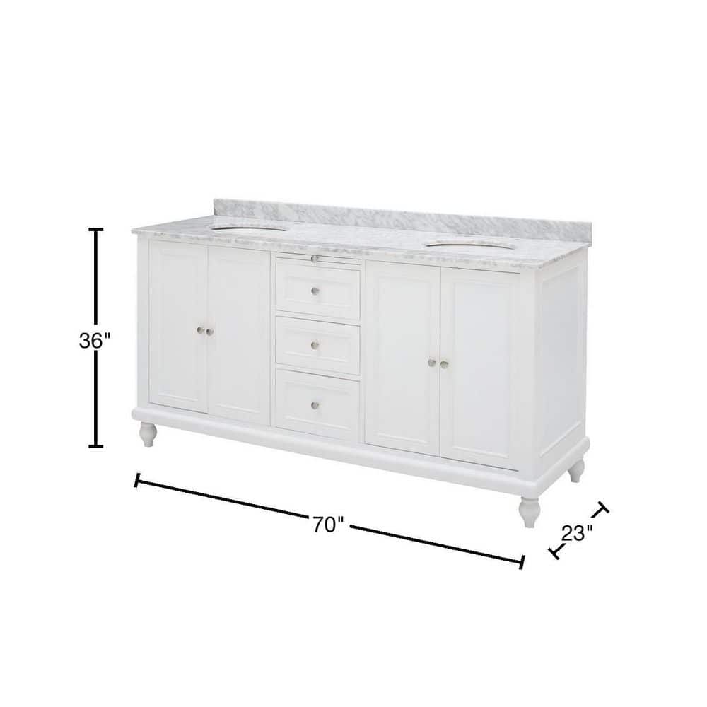 Pearl White Double Vanity with Carrara Marble Top