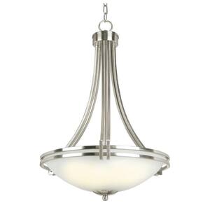 Sequoia Collection 4-Light Brown Pendant with Frosted Alabaster Glass Shade