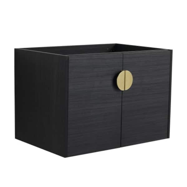 GLEM05 28.00 in. W x 18.50 in. D x 20.70 in. H Single Sink Floating Bath Vanity in Black with White Solid Surface Top