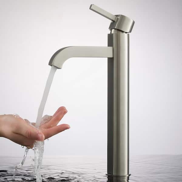 Ramus Single Hole Single-Handle Vessel Bathroom Faucet in Satin Nickel