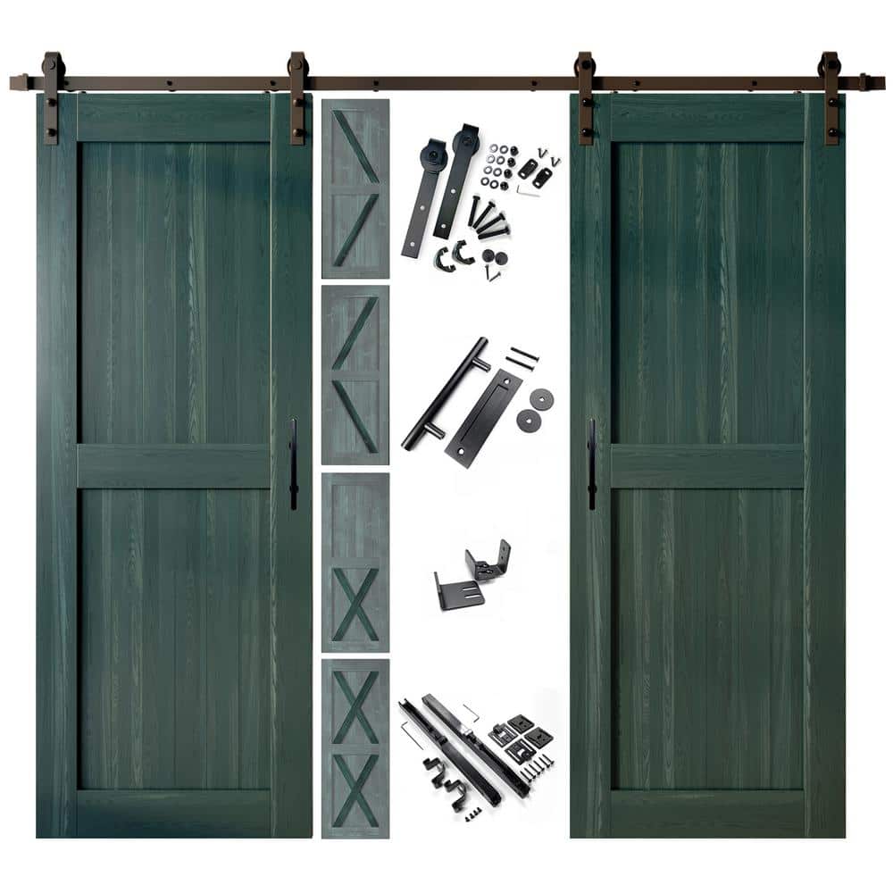 38 in. x 80 in. 5-in-1 Design Royal Pine Double Pine Wood Interior Sliding Barn Door with Hardware Kit, Non-Bypass price history on PriceWatchPro