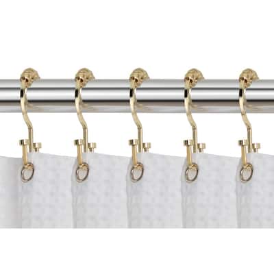 AHYCS Shower Curtain Hooks, Rust-Resistant Shower Hooks, Decorative Metal Shower Curtain Rings, Easy-to-Install Bathroom Curtain Hooks for Shower