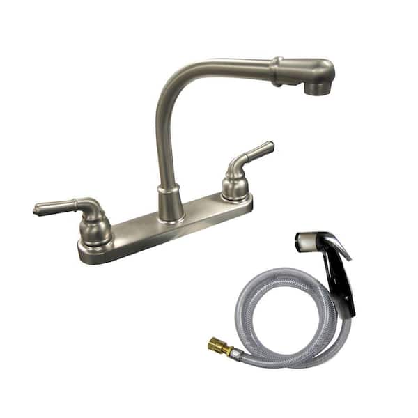 KISSLER and CO Dominion 2-Handle Standard Kitchen Faucet with Side Sprayer in Brushed Nickel