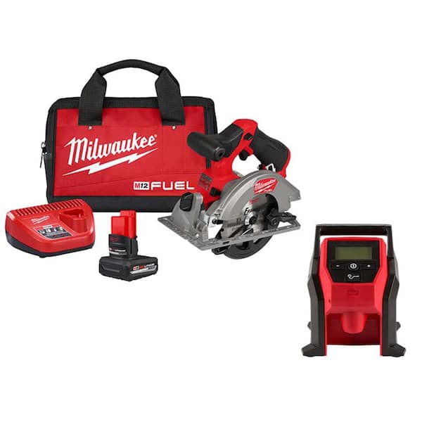 M12 FUEL 12V Lithium-Ion Brushless 5-3/8 in. Cordless Circular Saw Kit with Portable Inflator