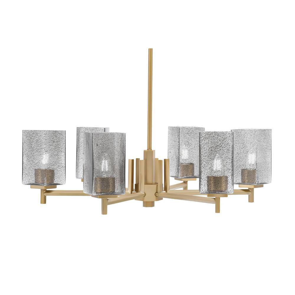 Bridgewater 24.5 in. 6-Light New Age Brass Chandelier with 3.5 in. Quare Sm