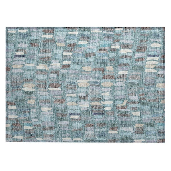 Chantille Machine Washable Indoor/Outdoor Abstract ACN2377 Teal 2 ft. x 3 ft. Accent Rug