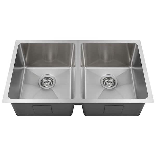 Polaris Sinks Undermount Stainless Steel 31 in. Double Bowl Kitchen Sink