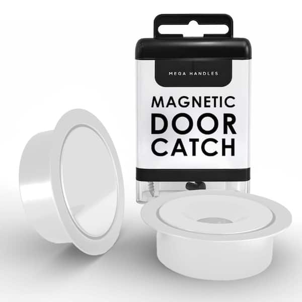 Mega Handles Concealed Magnetic Door Catch for Dummy Doors, Elegant Magnetic Closet Door Catch - White