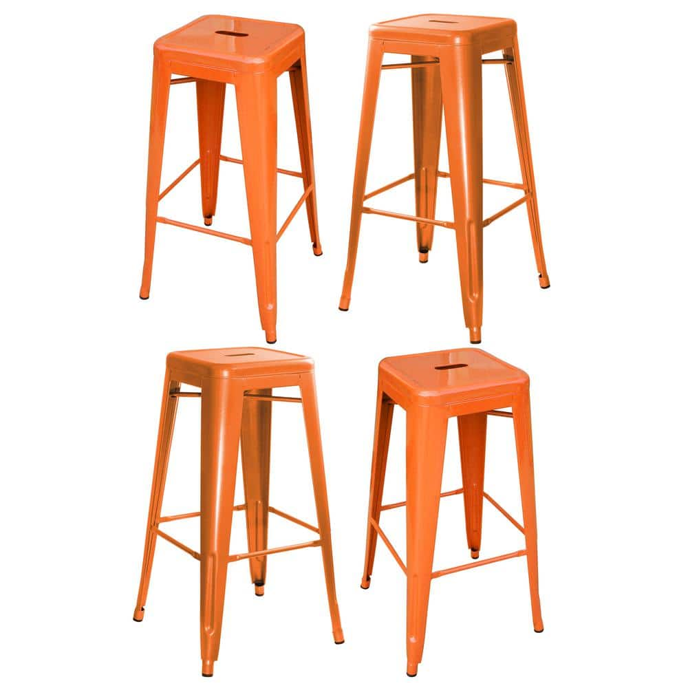 orange metal bar stools