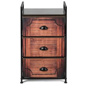 31 in. H x 17.5 in. W x12 in. D 12 in. 3-Drawer Brown Fabric Dresser Storage Tower Nightstand
