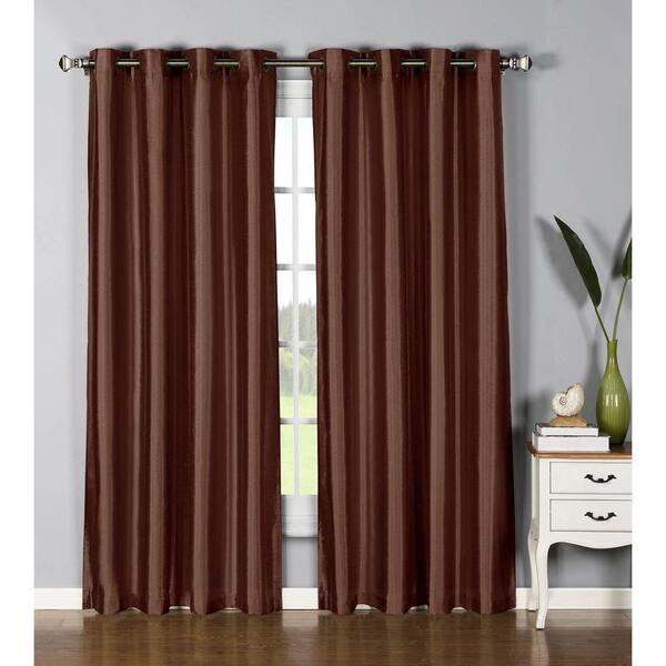 Window Elements Semi Opaque Jane Faux Silk 54 In W X 95 L Grommet Extra Wide Curtain Panel Chocolate Ymc001094 The Home Depot L Grommet Extra Wide Curtain Panel, Wide Curtain Panels