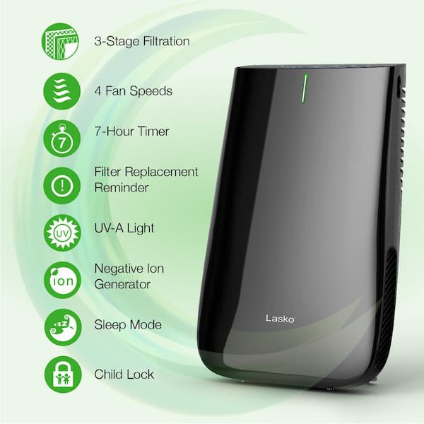 Pure Platinum Slim Profile Air Purifier with HEPA-Type Filtration and Auto Clean
