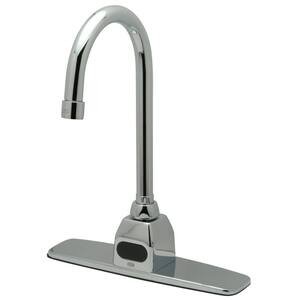 AquaSense Battery Powered Touchless Single Hole Bathroom Faucet with 0.5 GPM Aerator, 8 in. Cover Plate in Chrome