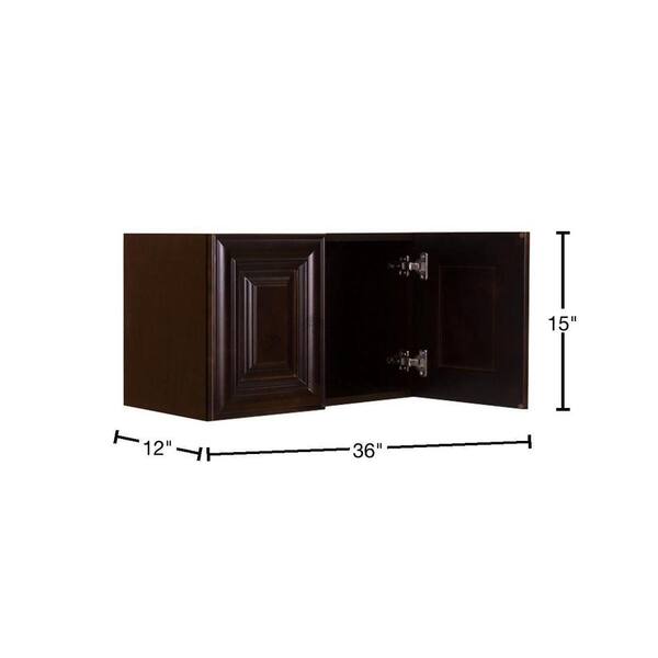 LIFEART CABINETRY Edinburgh Assembled 27 in. x 36 in. x 12 in. Wall Cabinet with 2 Doors 2 Shelves in Espresso