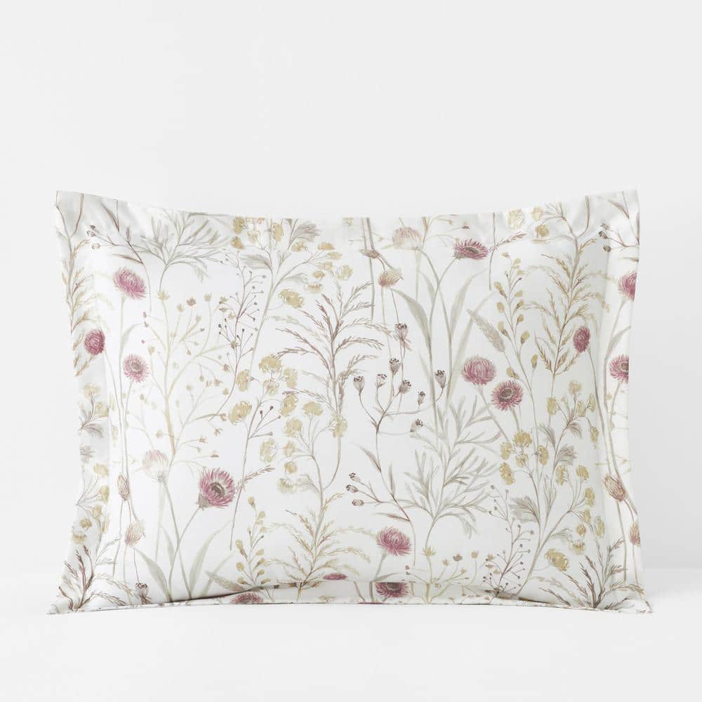 Legends Hotel Thistle Flower White Multi Wrinkle-Free Sateen King Sham -  The Company Store, 51297F-K-WHI-MU