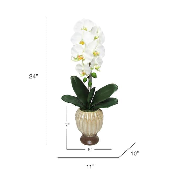 24in Artificial Phalaenopsis Orchid Flower Arrangement in Tan Origami Pot | Flowers for Home shops Decor Tall Faux Silk Orchid Floral Arrangement