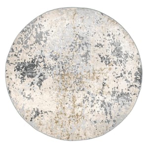 Chastin Beige 8 ft.  Abstract Round Rug