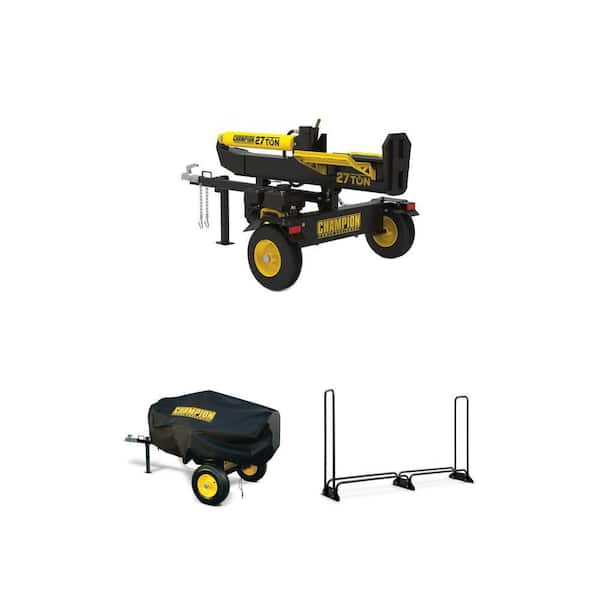 27-Ton Log Splitter, 96 in. Firewood Rack and Weather-Resistant Storage Cover Combo