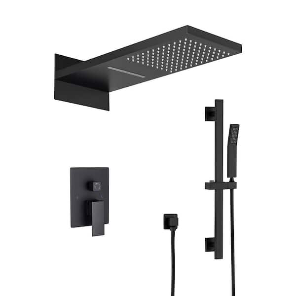 RAINLEX Single Handle 2 -Spray Shower Faucet 4 GPM with Pressure Balance, Anti Scald in. Matte Black