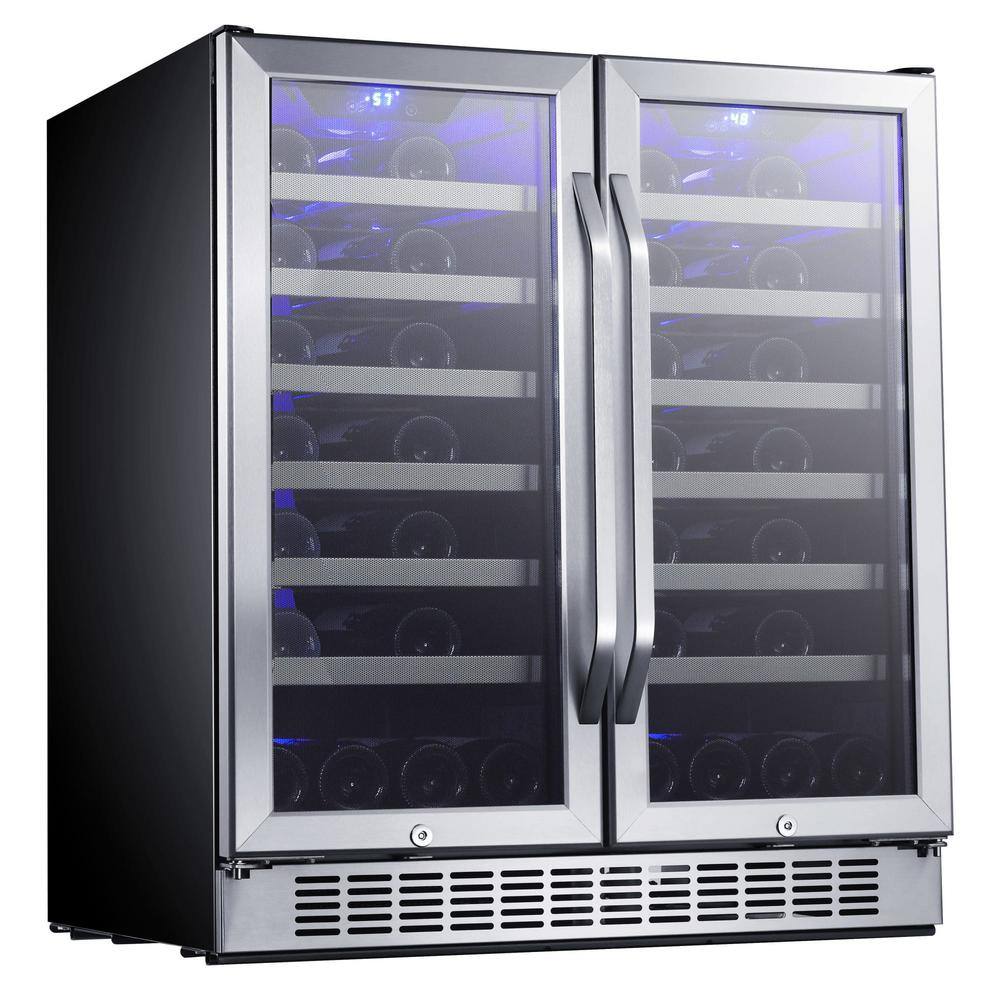 EdgeStar 30-Inch Stainless Steel Dual Zone Wine Cooler with Interior Lighting