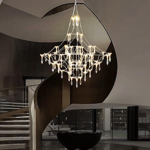 Luxury 66-light Silver Individual Art Postmodern Crystal Chandelier for Living Room Hallway