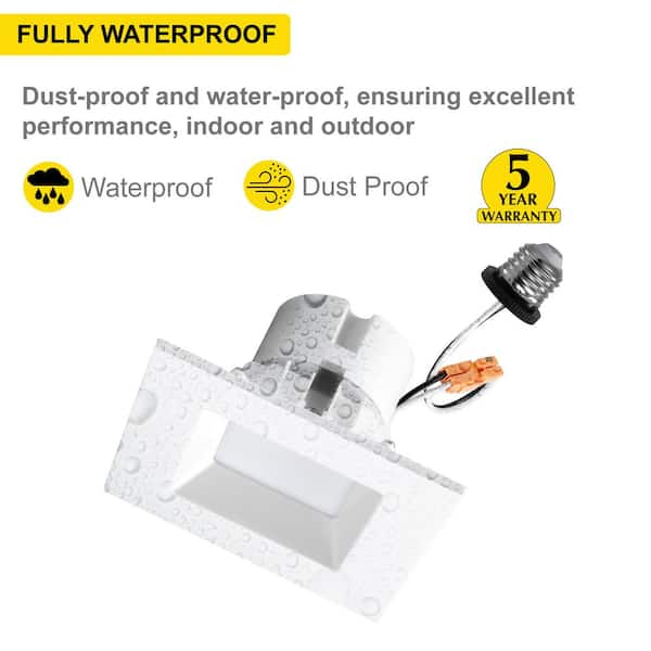 NUWATT 4 inch MR16 Retrofit LED 12V Recessed Light - 5CCT Selectable 2700K/3000K/3500K/4000K/5000K - 10W - 600 Lumens - Dimmable Low Voltage LED