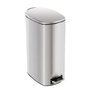 10.6 Gal. Stainless Steel Metal Household Step-On Trash Can