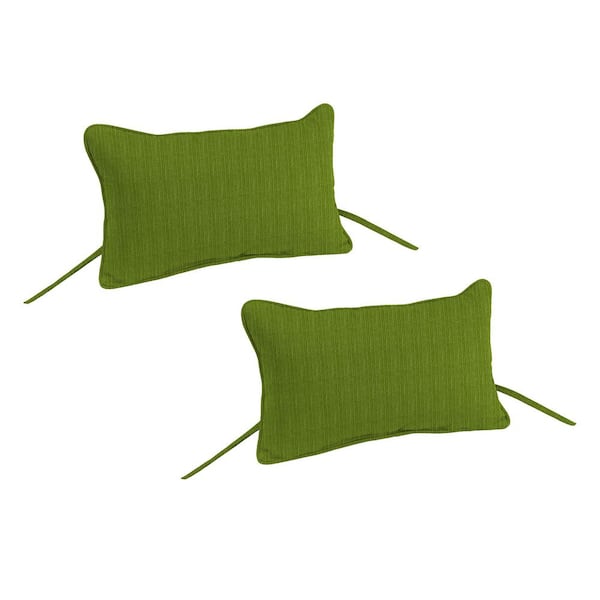 Jordan Manufacturing 15 in. L x 9 in. W x 4 in. T Outdoor Headrest Throw Pillow with Ties and Welt in Bolt Grass (2-Pack)