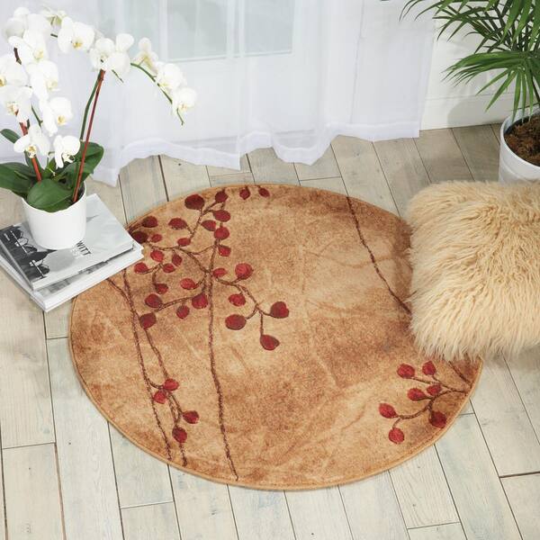 Contemporary Round Rug Green Area Circle Carpet in Living Room - Warmly Home