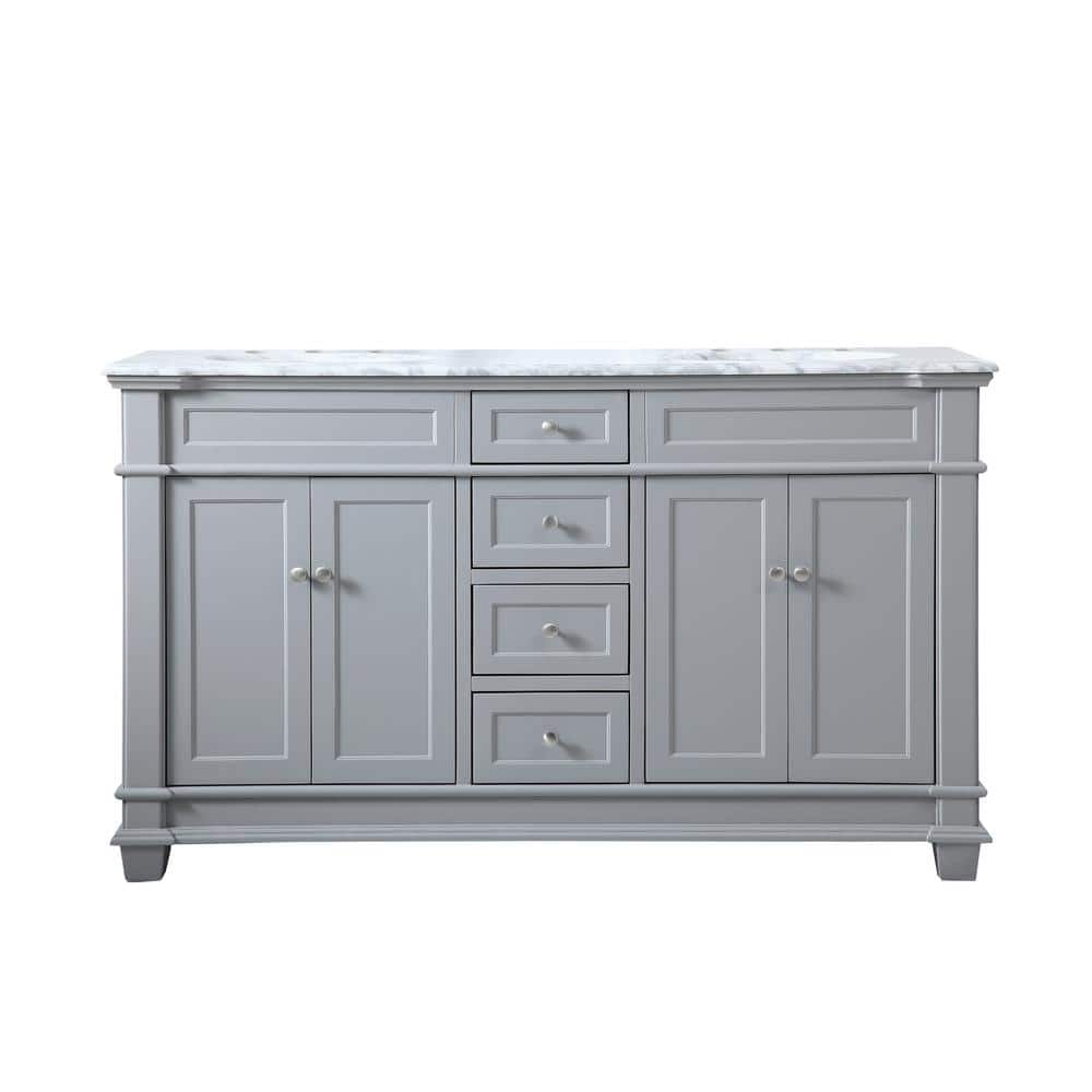 Timeless Home 60 in. W x 21.5 in.D x 35 in.H Double Bath Vanity in Grey wit