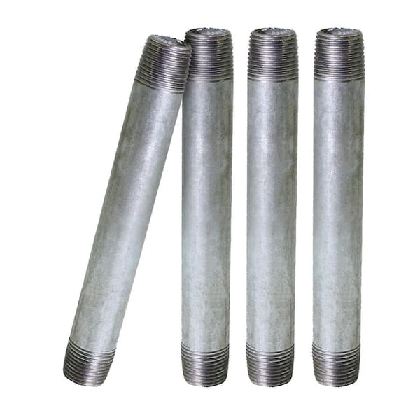 PLUMBFLEX 1-1/4 in. x 8 in. Galvanized Steel Nipple Pipe (4-Pack)