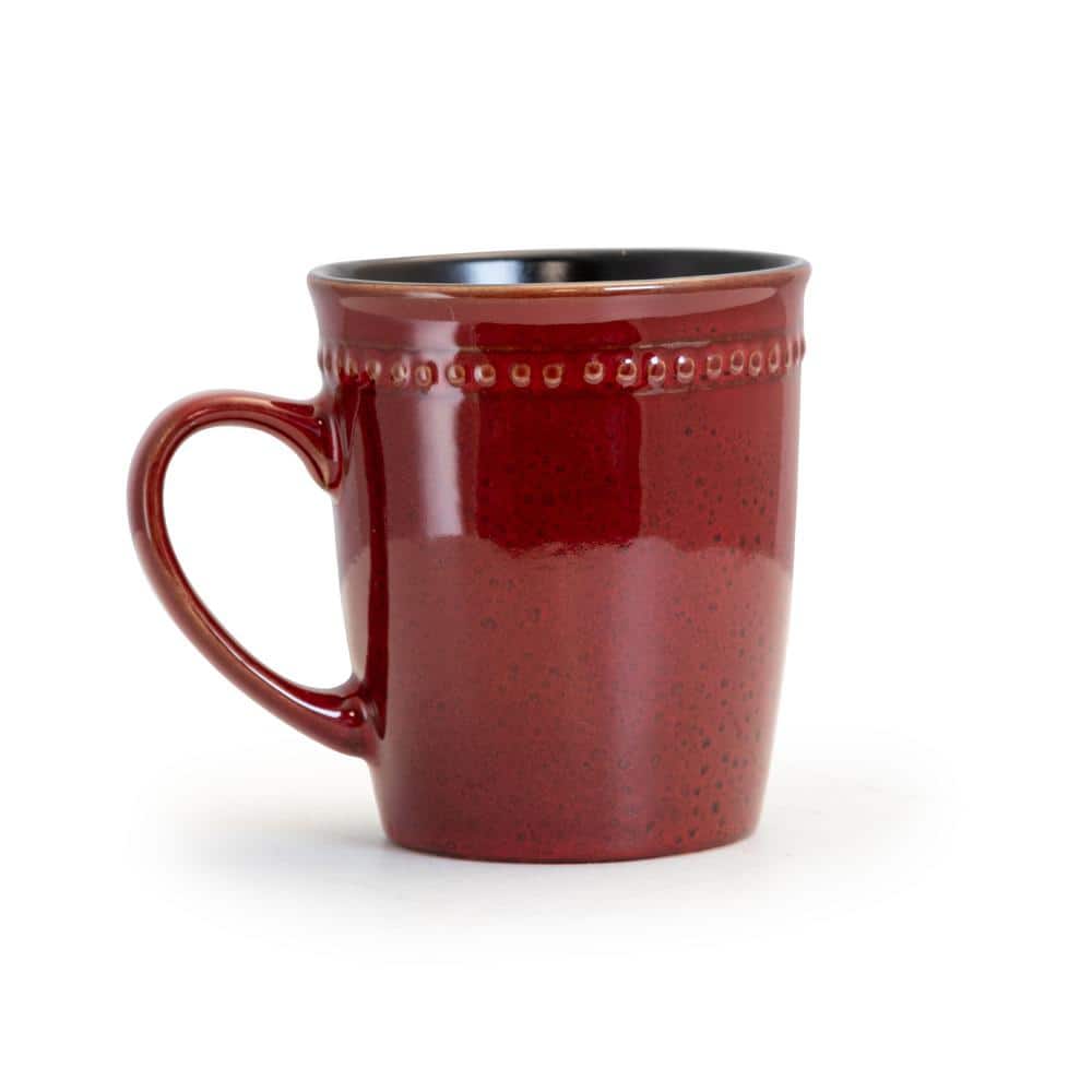 Regal Red and Black Ceramic Dinnerware Set for Four