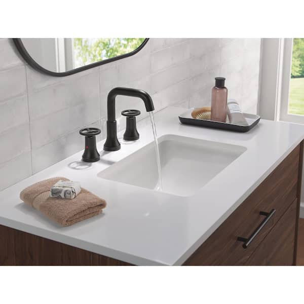 Trinsic Wheel 8 in. Widespread Double Handle Bathroom Faucet in Matte Black
