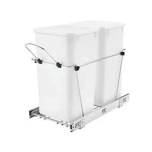 White Double Pull Out Trash Can 27 qt. for Kitchen