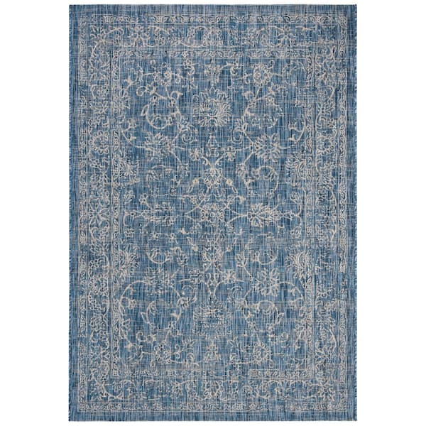 SAFAVIEH Courtyard Navy/Ivory 9 ft. x 12 ft. Indoor/Outdoor Area Rug
