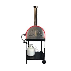 WKE-04WG-RED, 25 in. Multi-Fuel-Wood or Propane, Outdoor Pizza Oven Red, 71 in. W x 27 in. W x 30 in. D Burner included